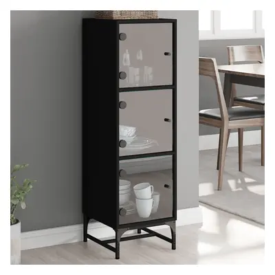 vidaXL Highboard se skleněnými dvířky černý 35 x 37 x 120 cm