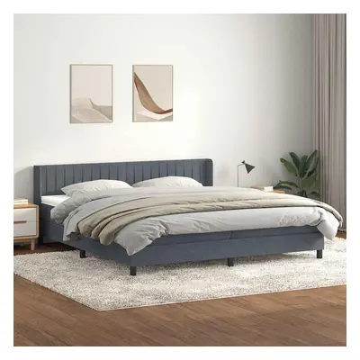 vidaXL Box spring postel s matrací tmavě šedá 180x210 cm samet