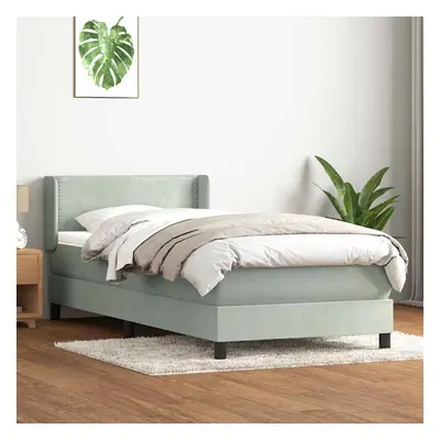 vidaXL Box spring postel s matrací světle šedá 100x220 cm samet