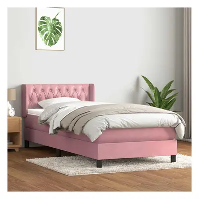 vidaXL Box spring postel s matrací černá 100x220 cm Růžový