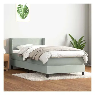 vidaXL Box spring postel s matrací světle šedá 80x220 cm samet