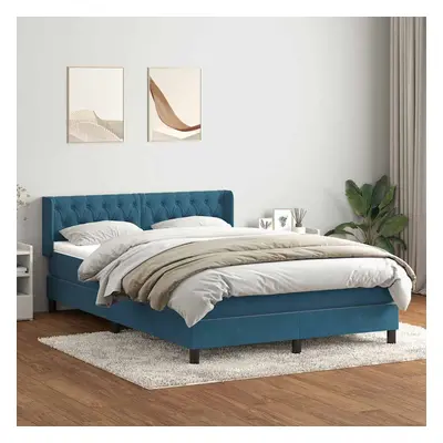 vidaXL Box spring postel s matrací tmavě modrá 160x210 cm samet