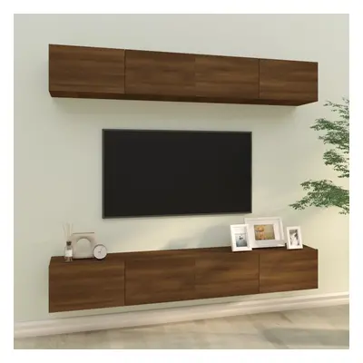 vidaXL Nástěnné TV skříňky 4 ks hnědý dub 100 x 30 x 30 cm