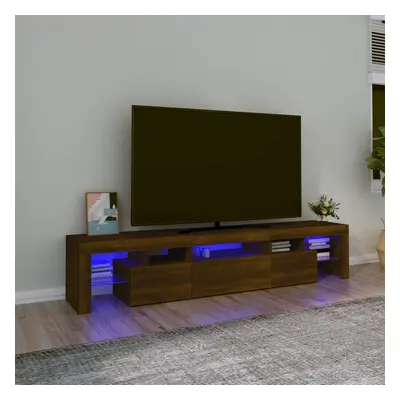 vidaXL TV skříňka s LED osvětlením hnědý dub 200x36,5x40 cm