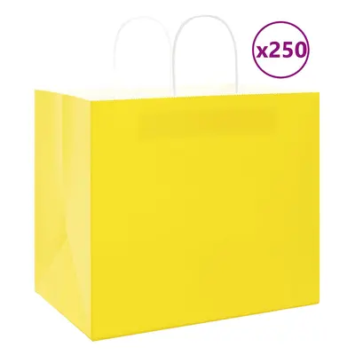 vidaXL Papírové sáčky 250 ks s uchy žluté 32x22x28 cm