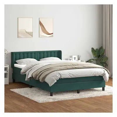 vidaXL Box spring postel s matrací tmavě zelená 140x210 cm samet