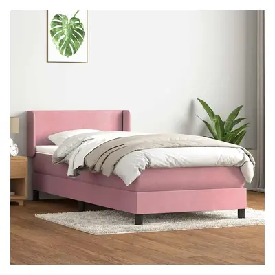 vidaXL Box spring postel s matrací černá 100x220 cm Růžový