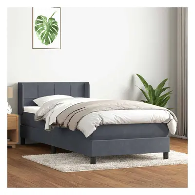 vidaXL Box spring postel s matrací tmavě šedá 100x220 cm samet