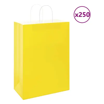 vidaXL Papírové tašky 250 ks s uchy žluté 32x17x44 cm