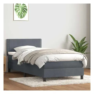 vidaXL Box spring postel s matrací tmavě šedá 80x220 cm samet