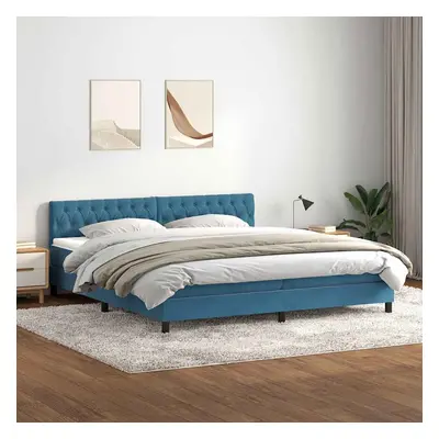 vidaXL Box spring postel s matrací tmavě modrá 200x210 cm samet