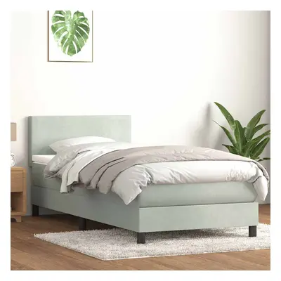 vidaXL Box spring postel s matrací světle šedá 100x210 cm samet