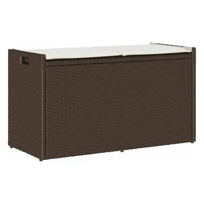 VidaXL Venkovní úložná lavice s polštářem Brown 100 cm Poly Rattan