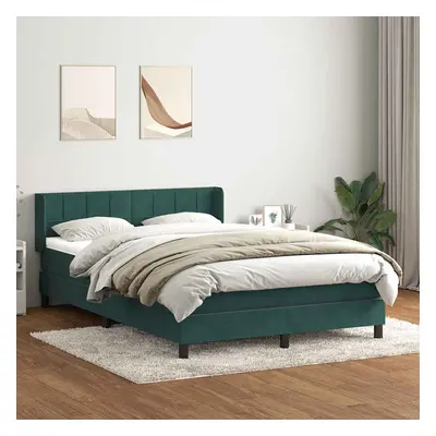 vidaXL Box spring postel s matrací tmavě zelená 160x210 cm samet