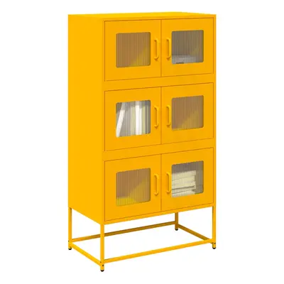 vidaXL Skříň highboard hořčicově žlutá 68x39x123 cm ocel