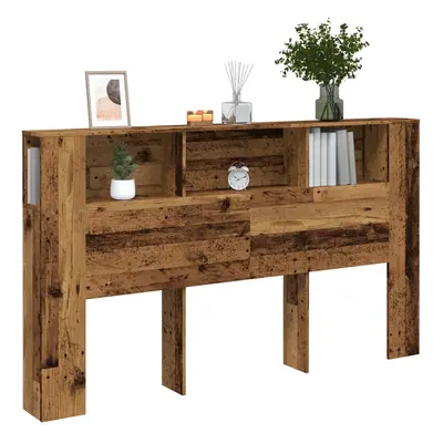 vidaXL Čelo postele s úložným prostorem old wood 180 x 18,5 x 102,5 cm