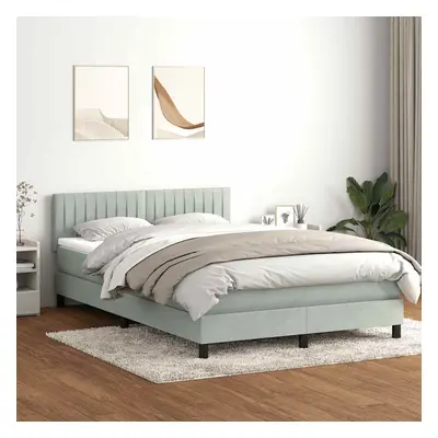 vidaXL Box spring postel s matrací světle šedá 160x210 cm samet