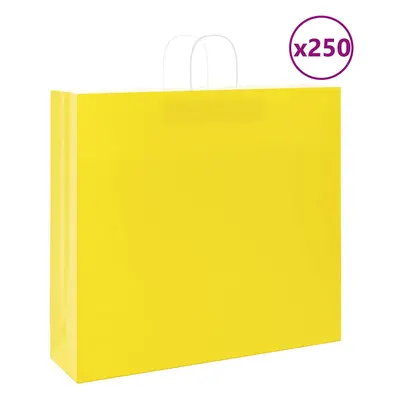 vidaXL Papírové tašky 250 ks s uchy Žlutá 54x15x49 cm