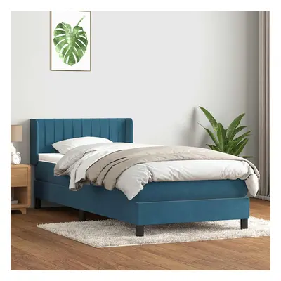 vidaXL Box spring postel s matrací tmavě modrá 100x220 cm samet