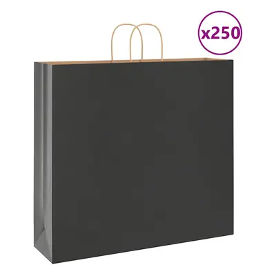 vidaXL Papírové sáčky 250 ks s uchy černé 54x15x49 cm