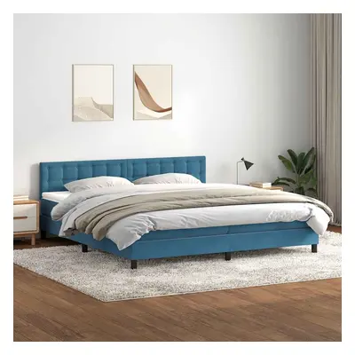 vidaXL Box spring postel s matrací tmavě modrá 200x210 cm samet