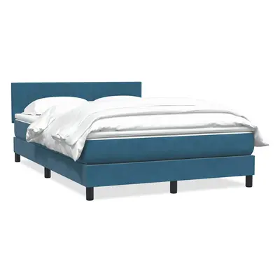 vidaXL Box spring postel s matrací tmavě modrá 140x220 cm samet