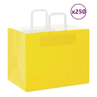 vidaXL Papírové sáčky 250 ks s uchy žluté 32x22x24 cm