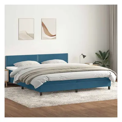 vidaXL Box spring postel s matrací tmavě modrá 180x210 cm samet