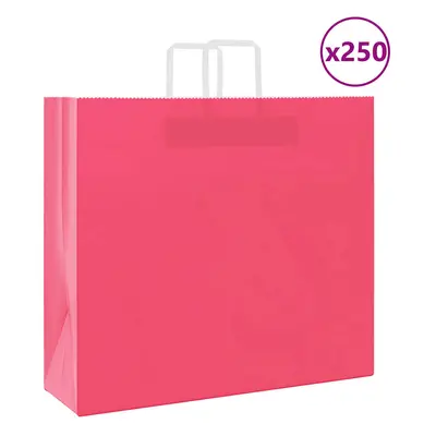 vidaXL Papírové sáčky 250 ks s uchy růžové 54x15x49 cm