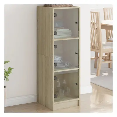 vidaXL Highboard se skleněnými dvířky dub sonoma 35 x 37 x 109 cm