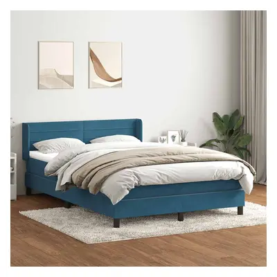 vidaXL Box spring postel s matrací tmavě modrá 160x210 cm samet