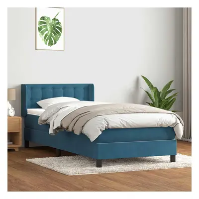 vidaXL Box spring postel s matrací tmavě modrá 100x210 cm samet