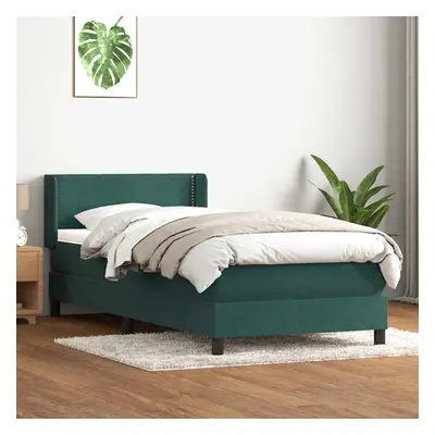 vidaXL Box spring postel s matrací tmavě zelená 100x210 cm samet