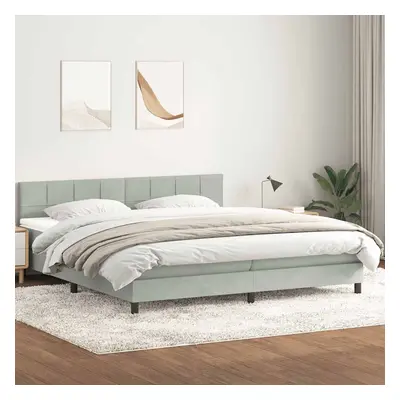 vidaXL Box spring postel s matrací světle šedá 180x210 cm samet