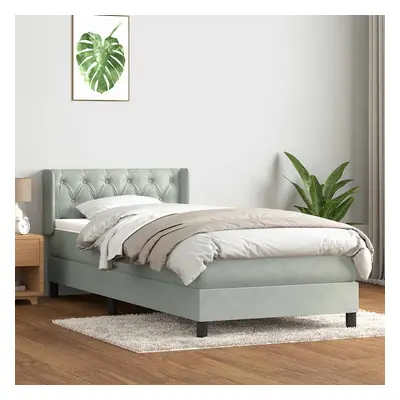 vidaXL Box spring postel s matrací světle šedá 80x210 cm samet