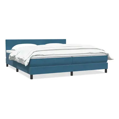 vidaXL Postel Box Spring s matrací Dark Blue 200x220 cm samet