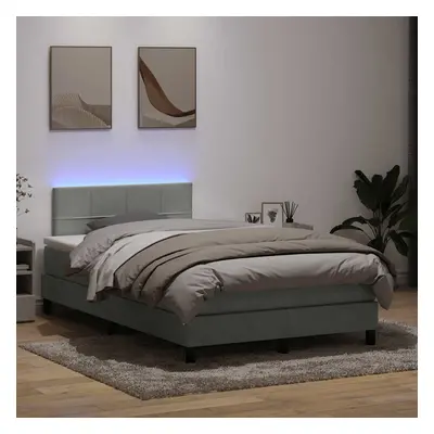 vidaXL Box spring postel s matrací světle šedá 120x220 cm samet