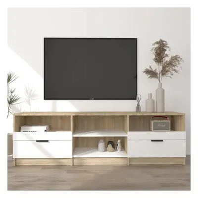 vidaXL TV skříňka bílá a dub sonoma 150x33,5x45 cm kompozitní dřevo