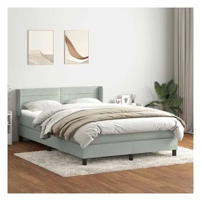 vidaXL Box spring postel s matrací světle šedá 140x210 cm samet