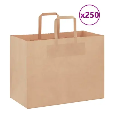 vidaXL Papírové tašky 250 ks s uchy hnědé 32x17x25 cm