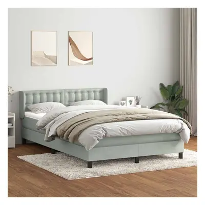 vidaXL Box spring postel s matrací světle šedá 160x210 cm samet