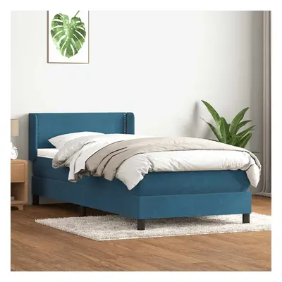 vidaXL Box spring postel s matrací tmavě modrá 80x220 cm samet