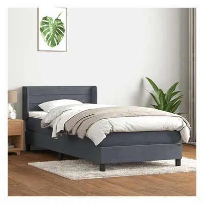 vidaXL Box spring postel s matrací tmavě šedá 80x220 cm samet