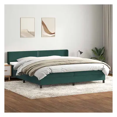 vidaXL Postel Box Spring s matrací tmavě zelená 200x220 cm samet