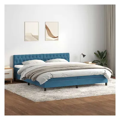 vidaXL Box spring postel s matrací tmavě modrá 180x210 cm samet