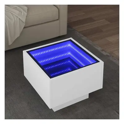 vidaXL Odkládací stolek s LED bílý 40 x 40 x 30 cm kompozitní dřevo