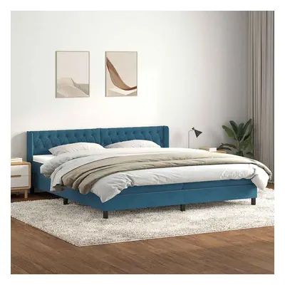 vidaXL Box spring postel s matrací tmavě modrá 180x220 cm samet