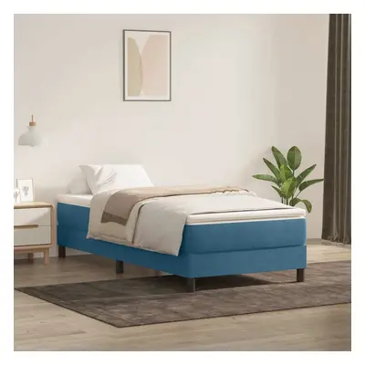 vidaXL Box spring postel s matrací tmavě modrá 90x220 cm samet