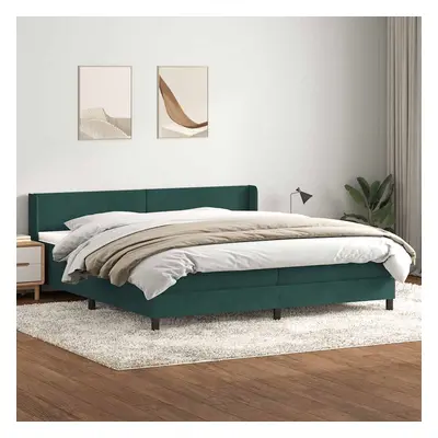 vidaXL Box spring postel s matrací tmavě zelená 180x220 cm samet