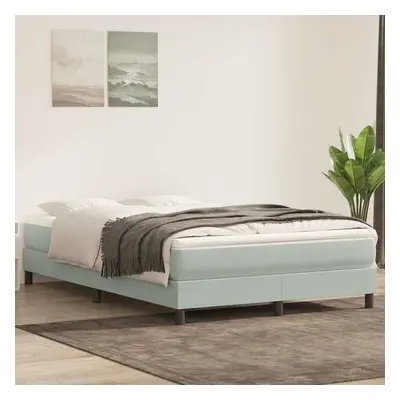 vidaXL Box spring postel s matrací světle šedá 140x220 cm samet